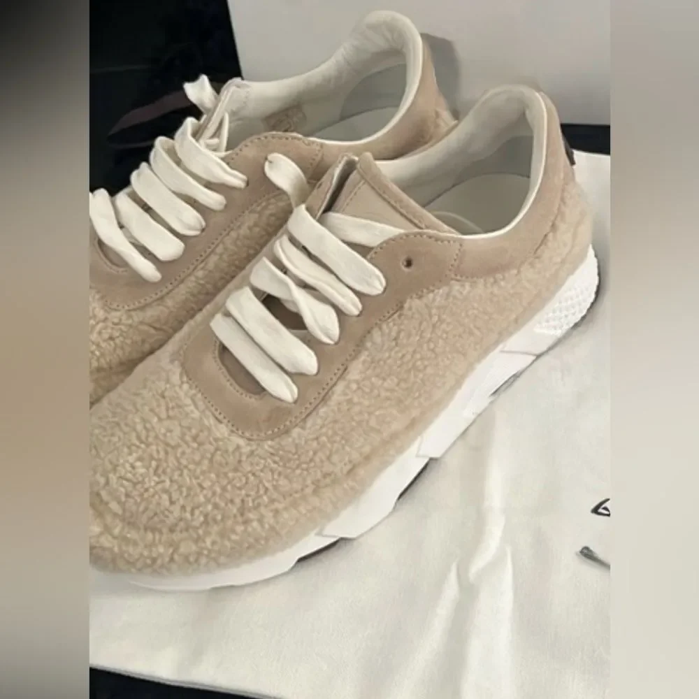 🧸PESERICO Leather and Shearling Sneakers